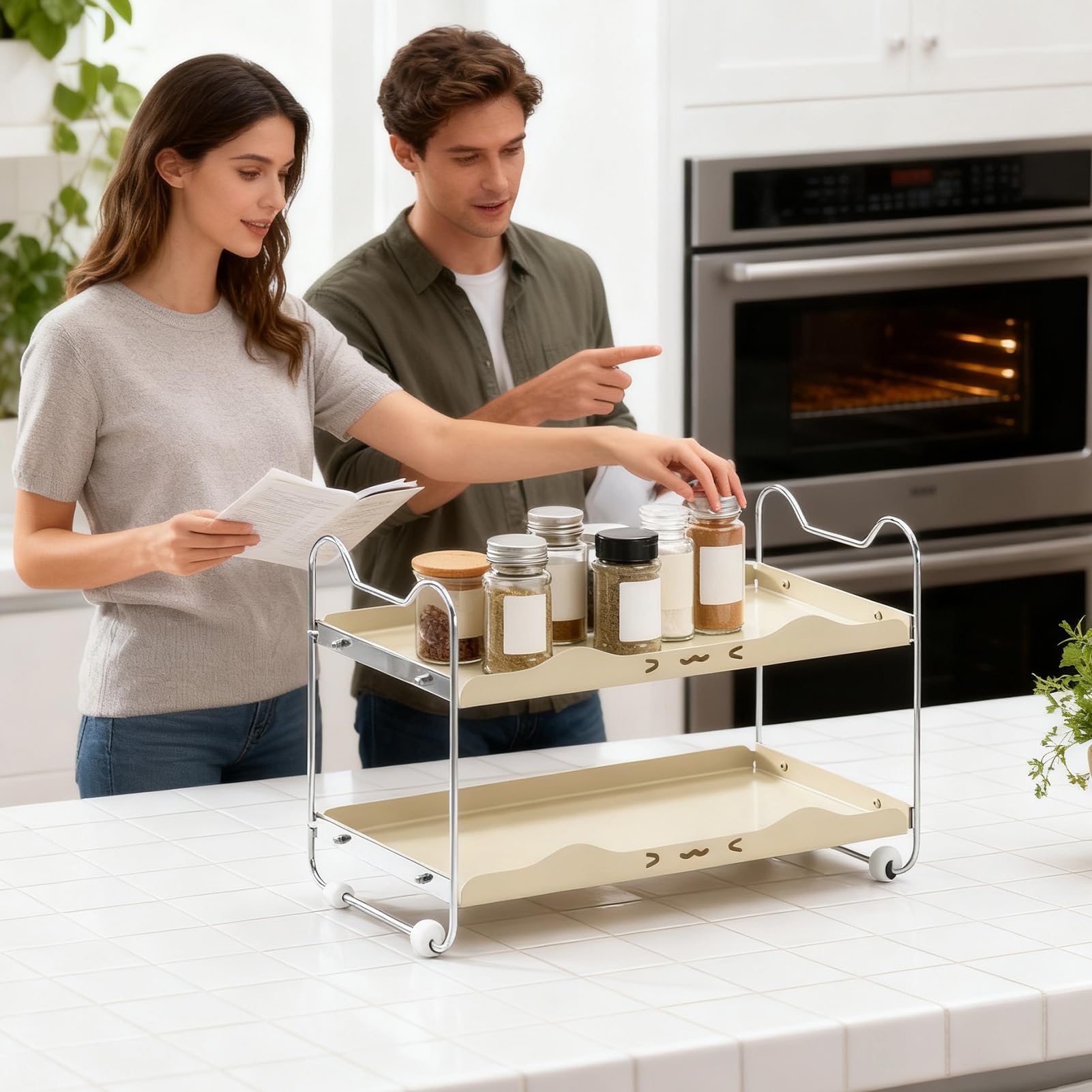 Generico Organizer für Theke, rutschfest, platzsparend, Organizer für die Küche, erhöht – für Schränke, Vorratsdosen, Gewürze, Tassen, Utensilien für Badezimmer, Schlafzimmer, Büro