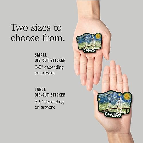 Miniatura 6 de Adhesivo troquelado Charleston, Carolina del Sur, noche estrellada, puente, adhesivo de vinilo de 1 a 3 pulgadas (calcomanía impermeable para