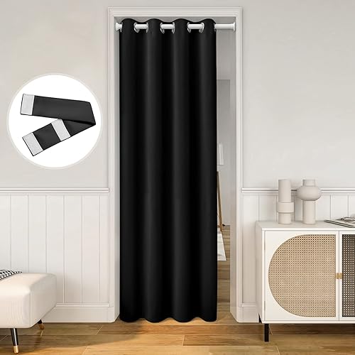 HOMEIDEAS Cortinas de puerta para puerta, cortinas opacas para puerta de armario, para dormitorio, cortinas de armario para armario abierto,