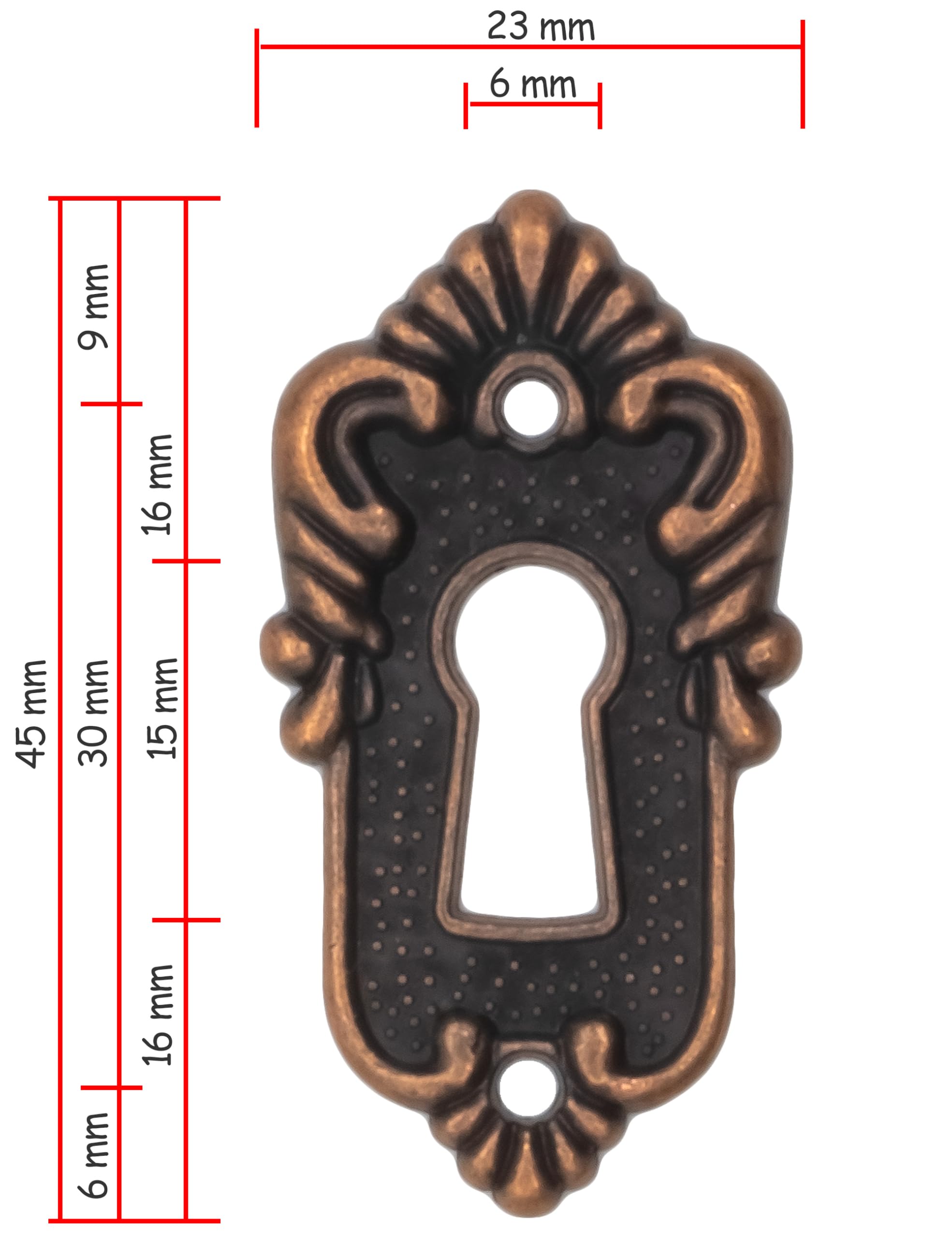 FUXXER® Set of 6 Antique Key Signs and Lock Rosettes, Vintage Copper Design, 45 x 23 mm - Image 4