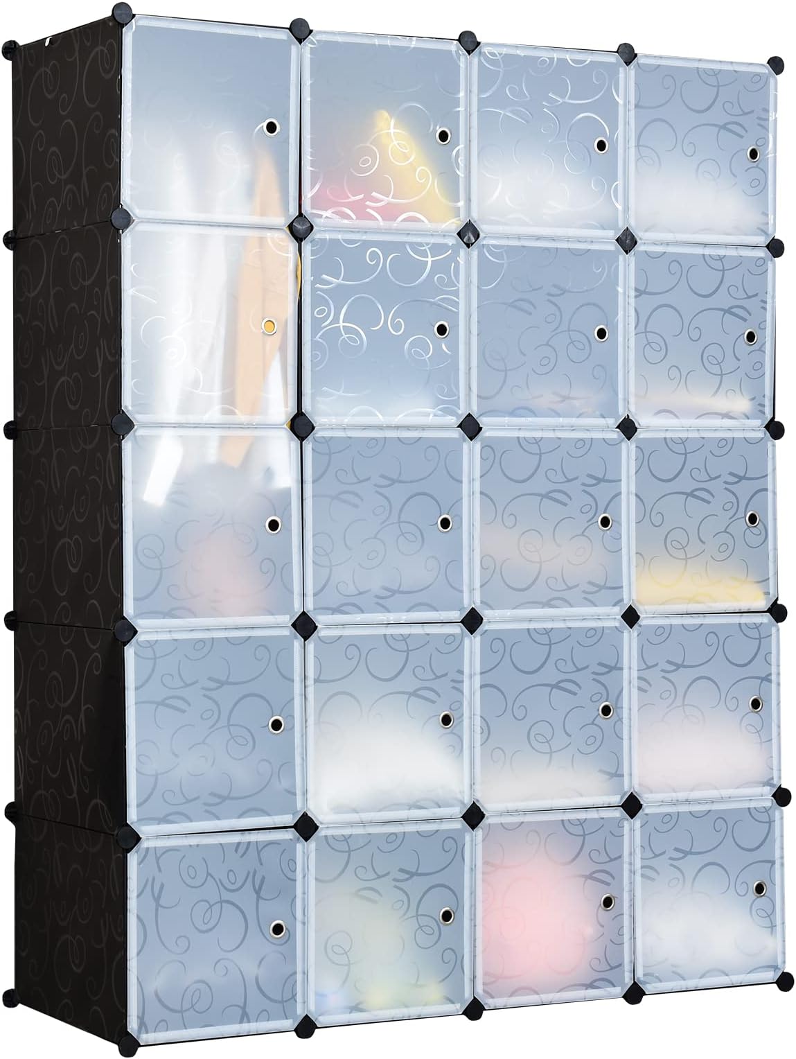 Armoire à 6 Cubes Modulable DIY - 105x70x35 Cm - Rangement Vêtements, Livres, Jouets - En Plastique PP/ABS - 2