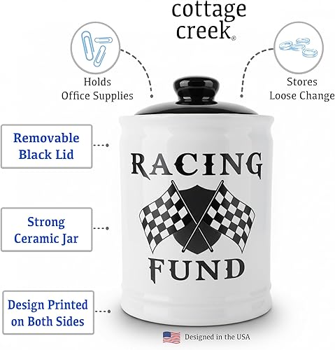 Miniatura 4 de Regalos para hombres, alcancía de fondo de carreras, tarro de cerámica de caramelo de carreras con tapa, regalos únicos para auto, regalos para