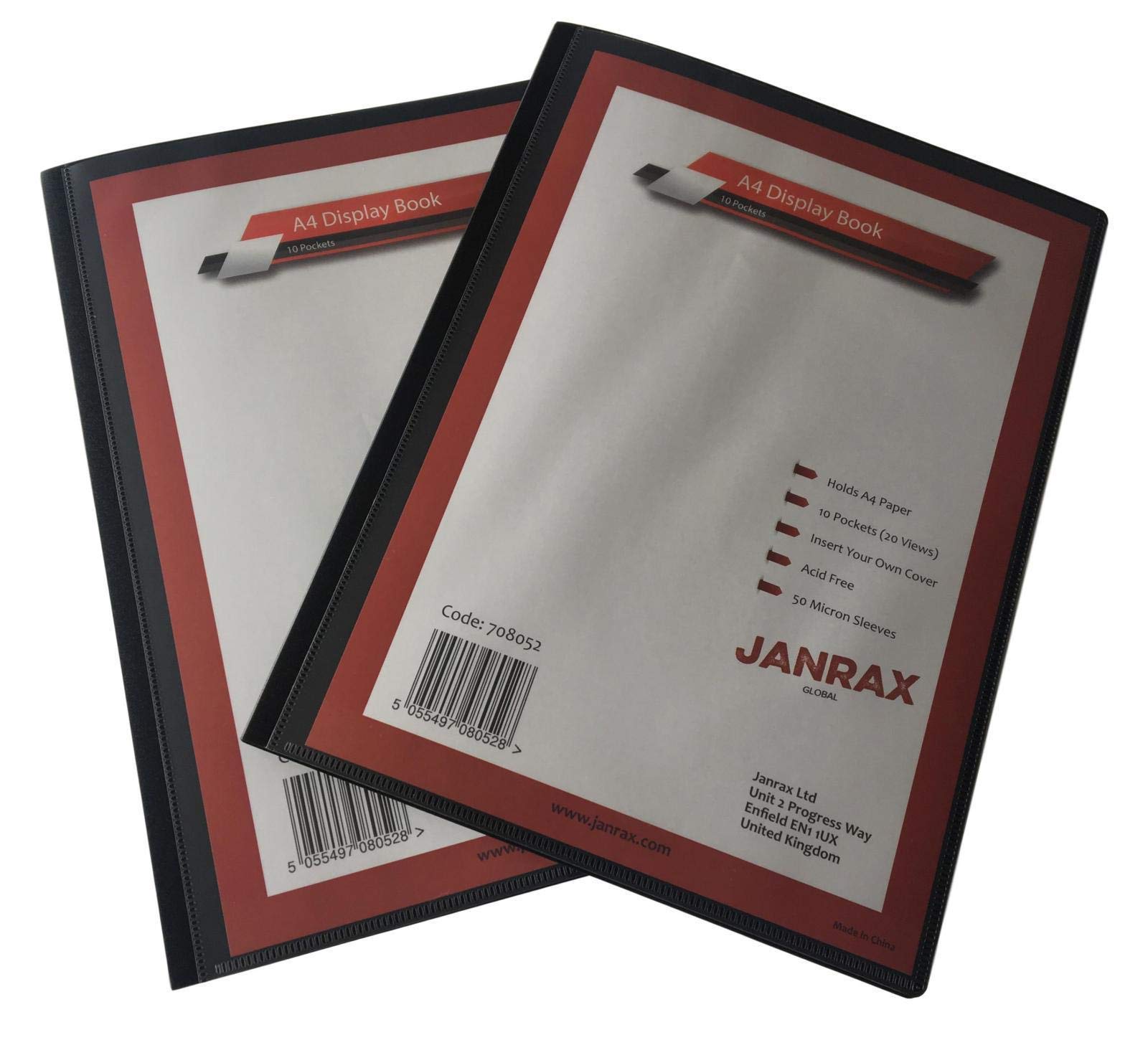 Pack of 6 A4 Presentation Display Books 10 Pockets (20 Views) by Janrax