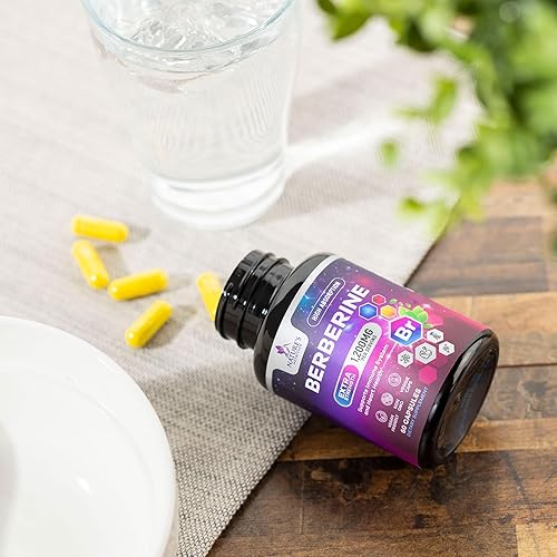 Miniatura 9 de Suplemento de berberina de 1200 mg, suplementos de berberina de alta absorción, salud cardíaca y apoyo inmunológico, suplemento de berberina HCL,