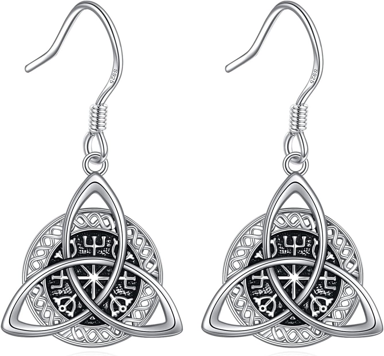 Celtic Knot Earrings Viking Jewelry for Women 925 Sterling Silver Amulet Protection Good Luck Viking Triskele Jewelry
