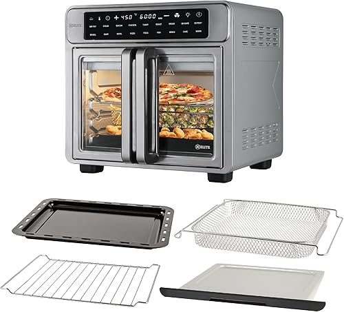 Miniatura 2 de Kitchen Elite Horno freidora de aire de puerta francesa de 26 cuartos de galón Cocina de convección de encimera de tamaño familiar con pantalla