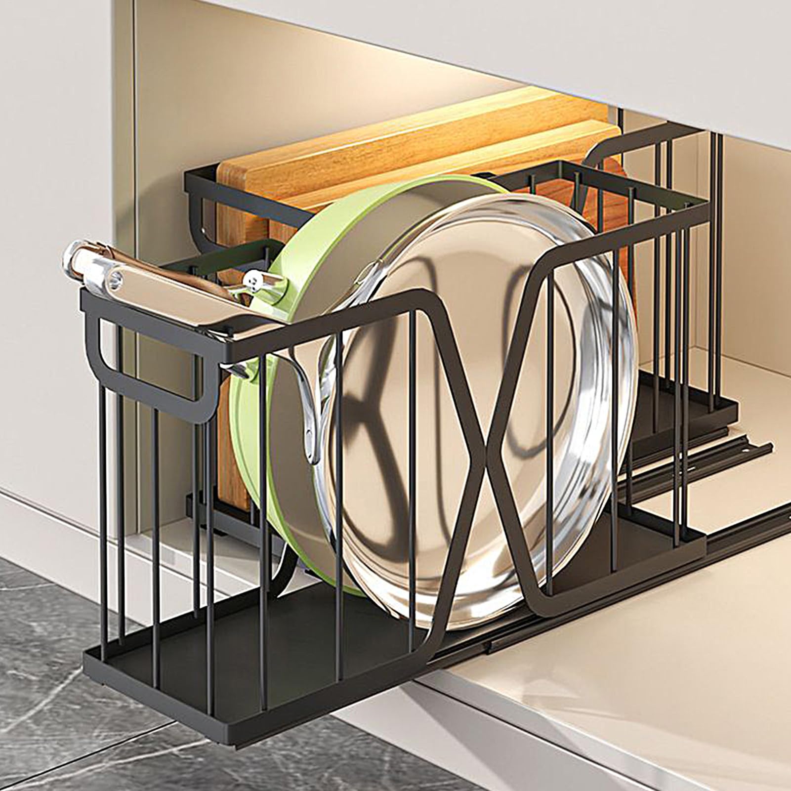 Organizer per dispensa – Scivolo Estraibile, scaffale in Metallo, Organizer Regolabile Estraibile | per Ufficio, Armadio, dispensa, Appartamento, lavabo, casa, Toilette,