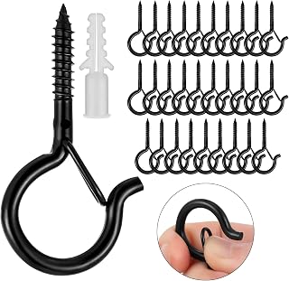 Xinstroe 10 Pack Q-Hanger Hooks with Safety Buckle, Metal Ceiling Hooks, Safety Cup Hooks, String Lights Hanger Hooks for Outdoor Wire and Fairy Lights, Bathroom Kitchen Wall Ceiling Hanging (10)