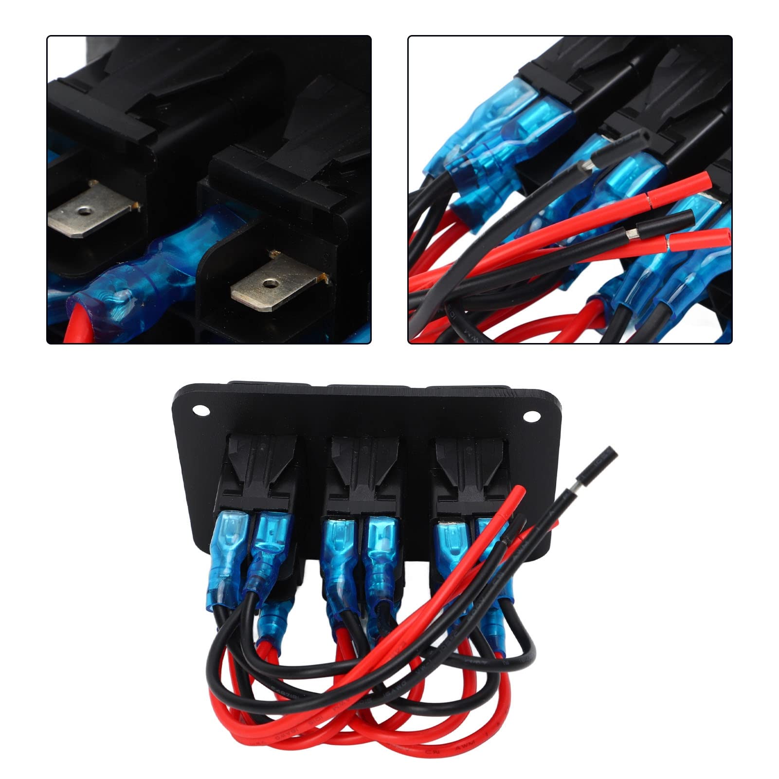 Ausla Panneau de Commutation à 3 Gangs PP en Aluminium, Panneau de Commutation DC12V 24V IP65 LED Rouge étanche pour Voiture Bateau RV Camion Commandes Barre Lumineuse Phare Feu Arrière