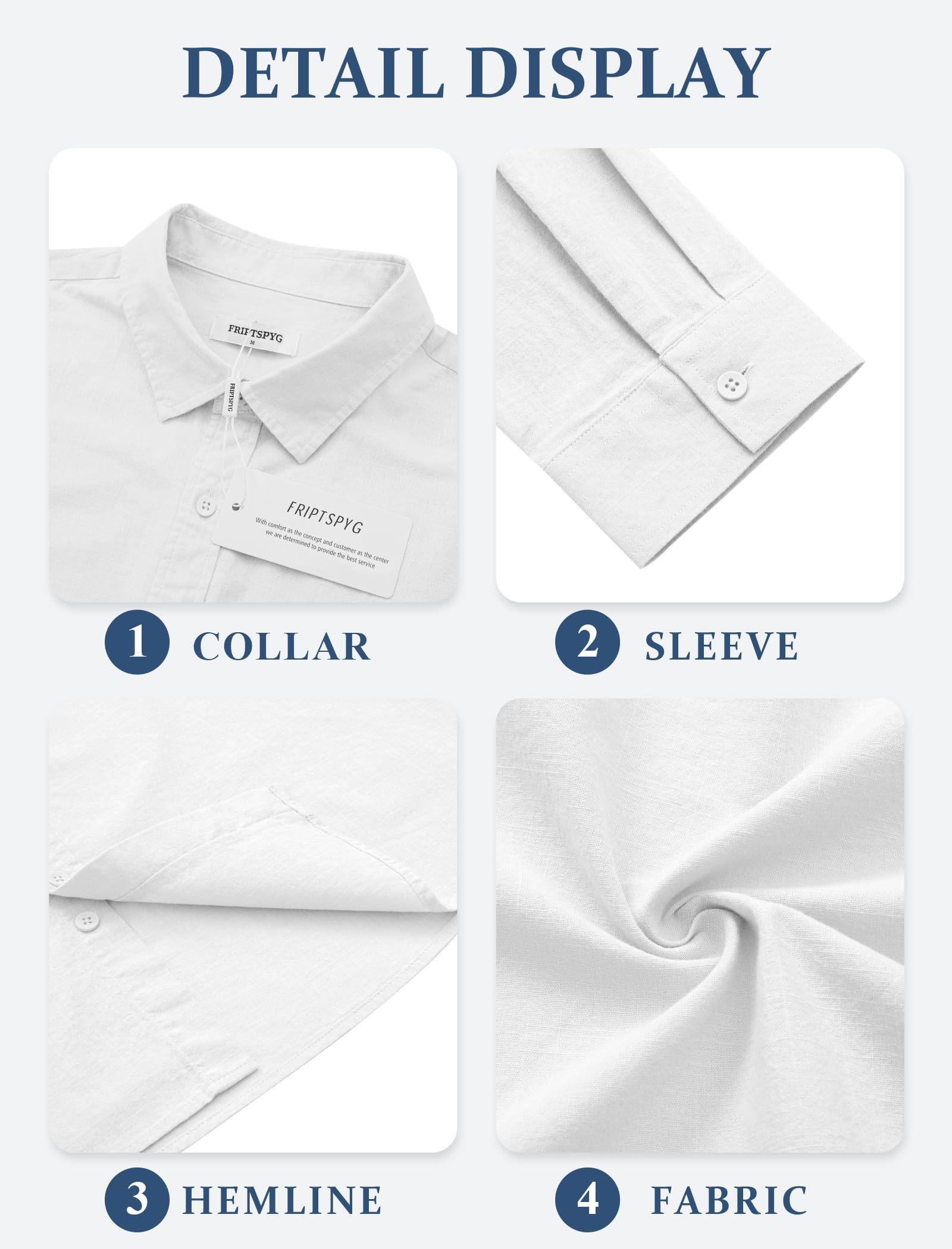 Friptspyg Chemise en Lin Hommes Manches Longues Coton en Lin Chemise D'été de Plage Regular Fit Chemises de Loisirs