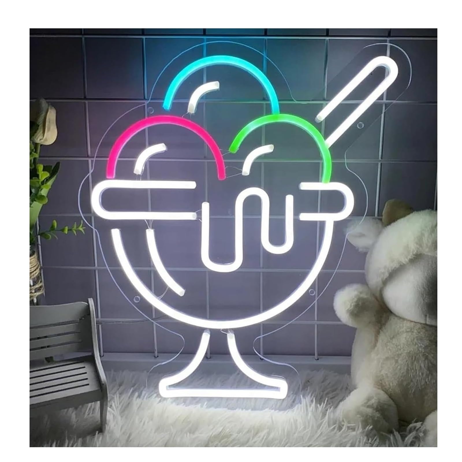 Aextroi neon Lights Sign for neon Sign Powered Ice Cream Welcome for Restaurants