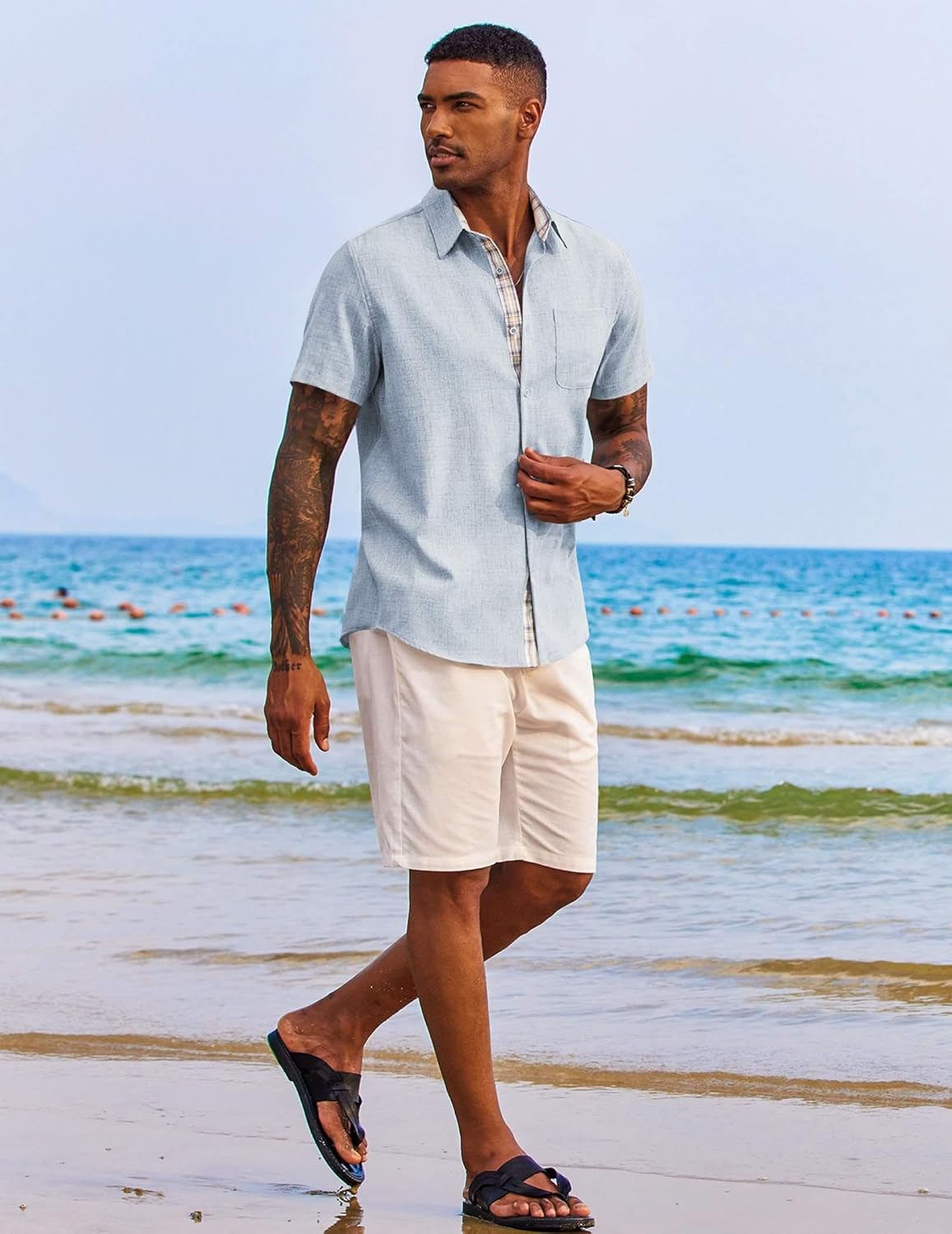 COOFANDY Men's Button Down Shirts Short Sleeve Casual Summer Beach... - Picture 106 of 180