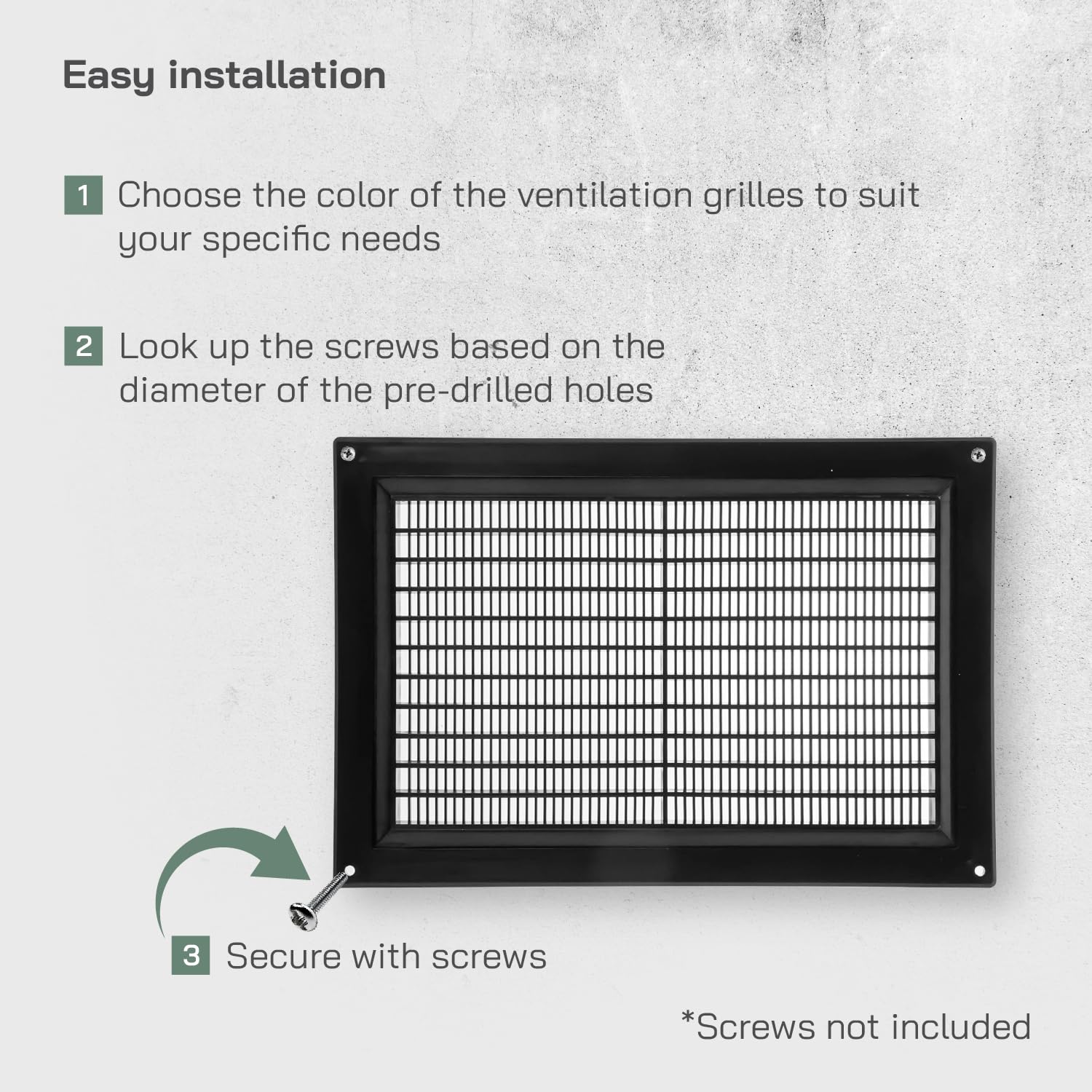 Vent Systems 250 x 170 mm / 10" x 7" Inch Rectangular Plastic Air Vent Cover, Louvered Wall Grille with Insect Mesh - Image 4