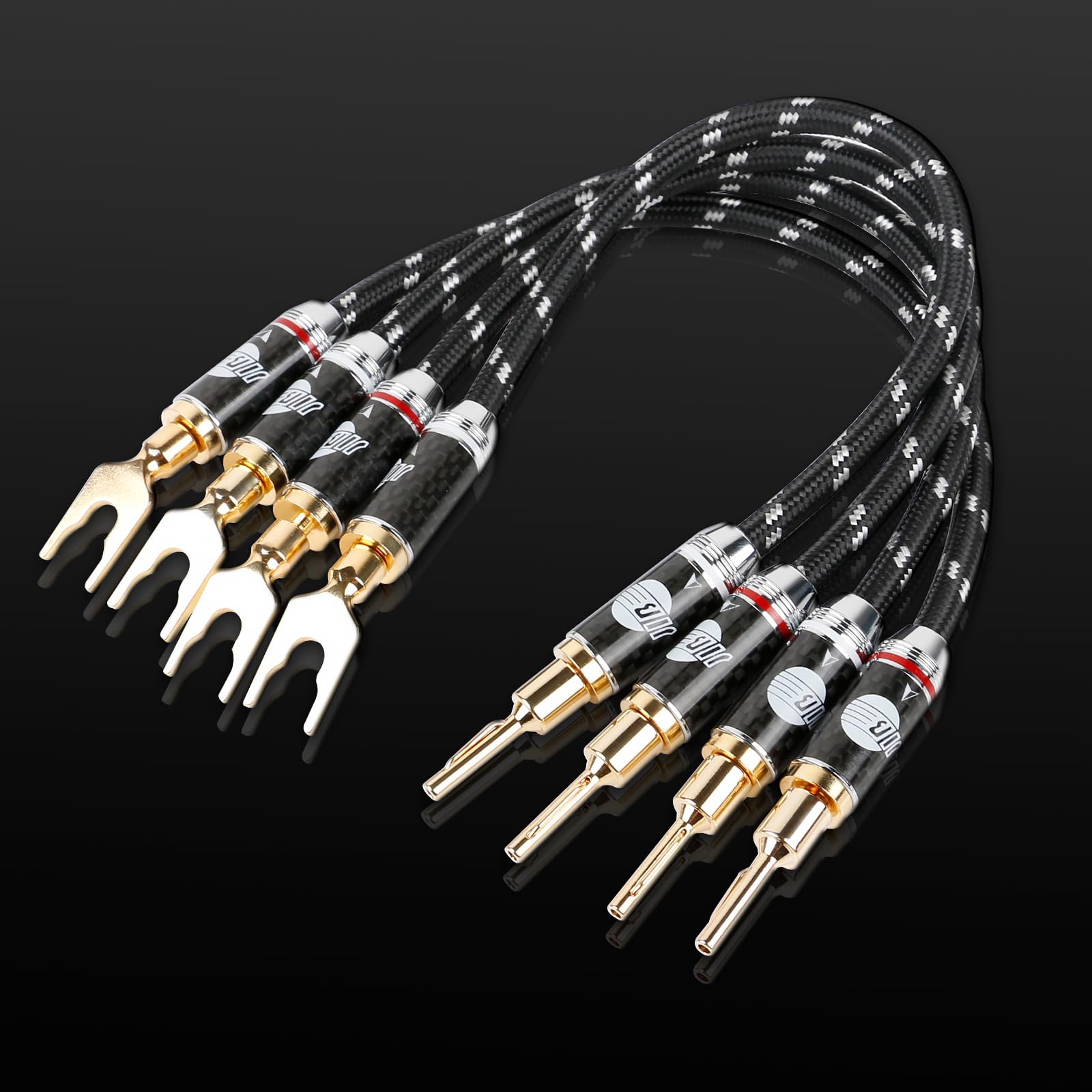 BOAACOUSTIC JIB Cavo Ponticelli Diffusori Cavi Ponti per altoparlante con forcelle Alta Qualità S-OCC Altoparlanti Jumpers Cavi Ponticelli Biwiring per Diffusori (20 cm,4 pezzi)