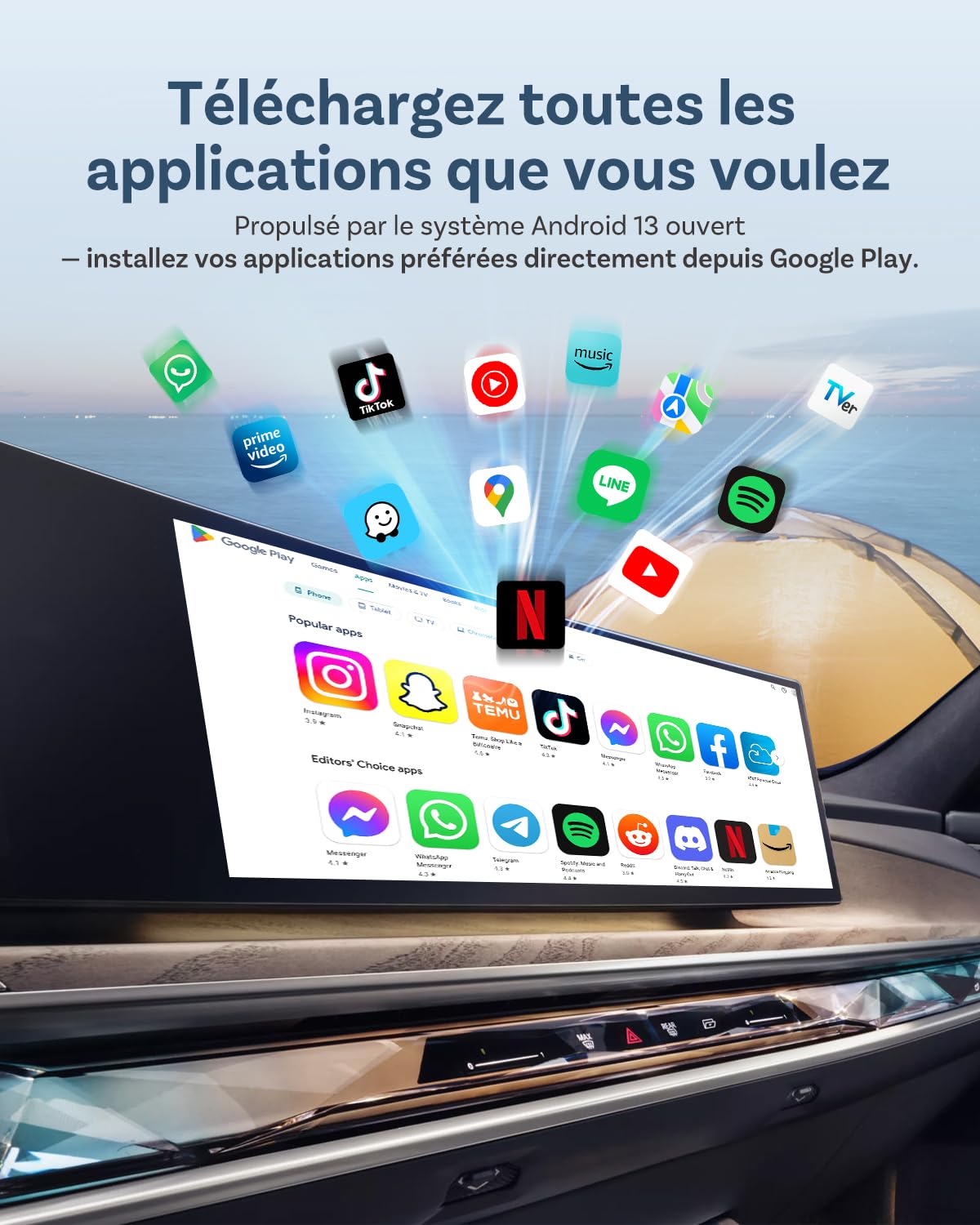 2026 Nouvelle Ottocast I3 AI Box pour BMW, sans Fil CarPlay Adaptateur avec Netflix/Youtube, Système Android 13, Écran Divisé, Boîtier Vidéo pour Voitures avec CarPlay sans Fil d’Origine(8 +128Go)