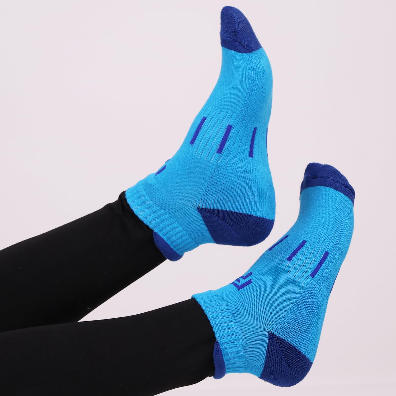 FOOTPRINTS Bamboo Unisex Sports Socks for Kids | Ankle Length | Anti Odour & Breathable | Cushioned Base & Anti-Bacterial | Blue,Red & Green | 9-12 Year | Pack of 3 - Image 2 thumbnail