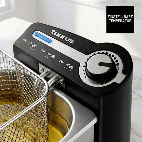 Taurus Professional 2 Plus - Friteuse électrique 1700W, 2L, Position égouttage huile, pour 2 à 3 portions, Température réglable, Système de filtrage huile, Inox, Argent - 4