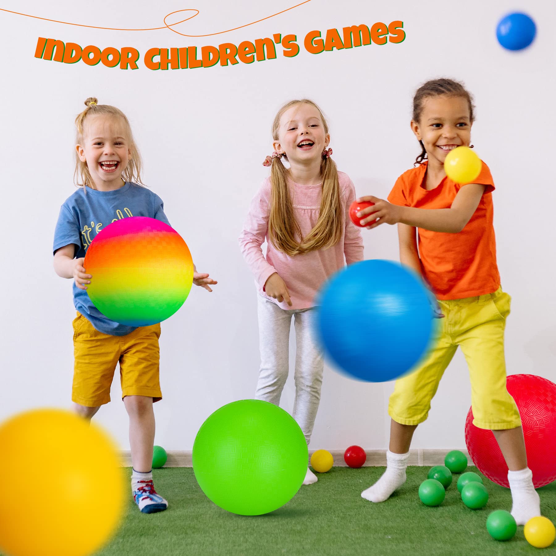 Lote De 6 Pelotas De Juego U&C Planet – 21,5 Cm, Dodgeball Y Kickball, Con Bomba De Aire, Colores Arcoíris Para Exteriores