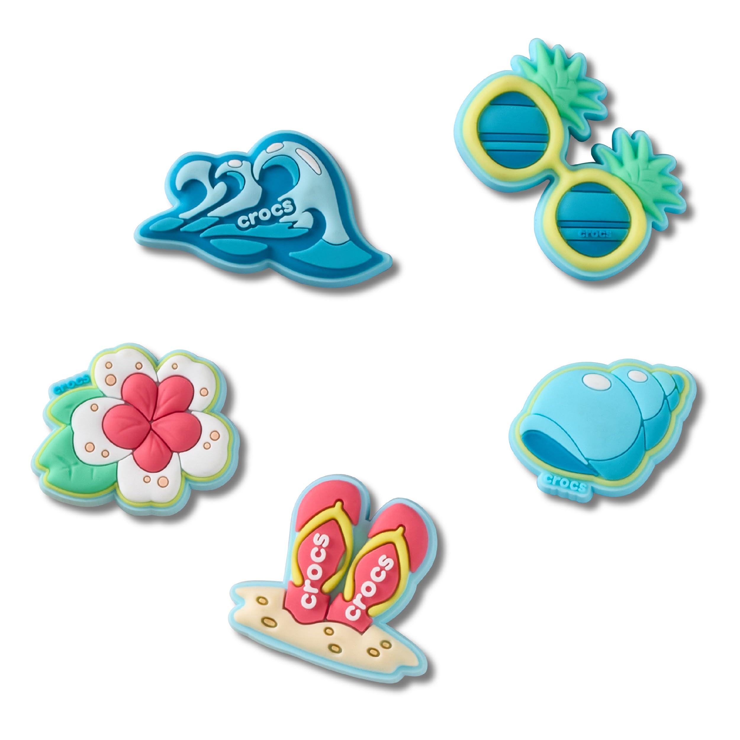 Crocs Unisex Beach Time 5-pak zawieszek do butów, wielokolorowe, jeden rozmiar, wielobarwny, Rozmiar Uniwersalny