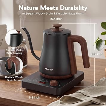 Gooseneck Electric Kettle, 0.8 L, 1000W, 6 Temp Presets, LED Display
