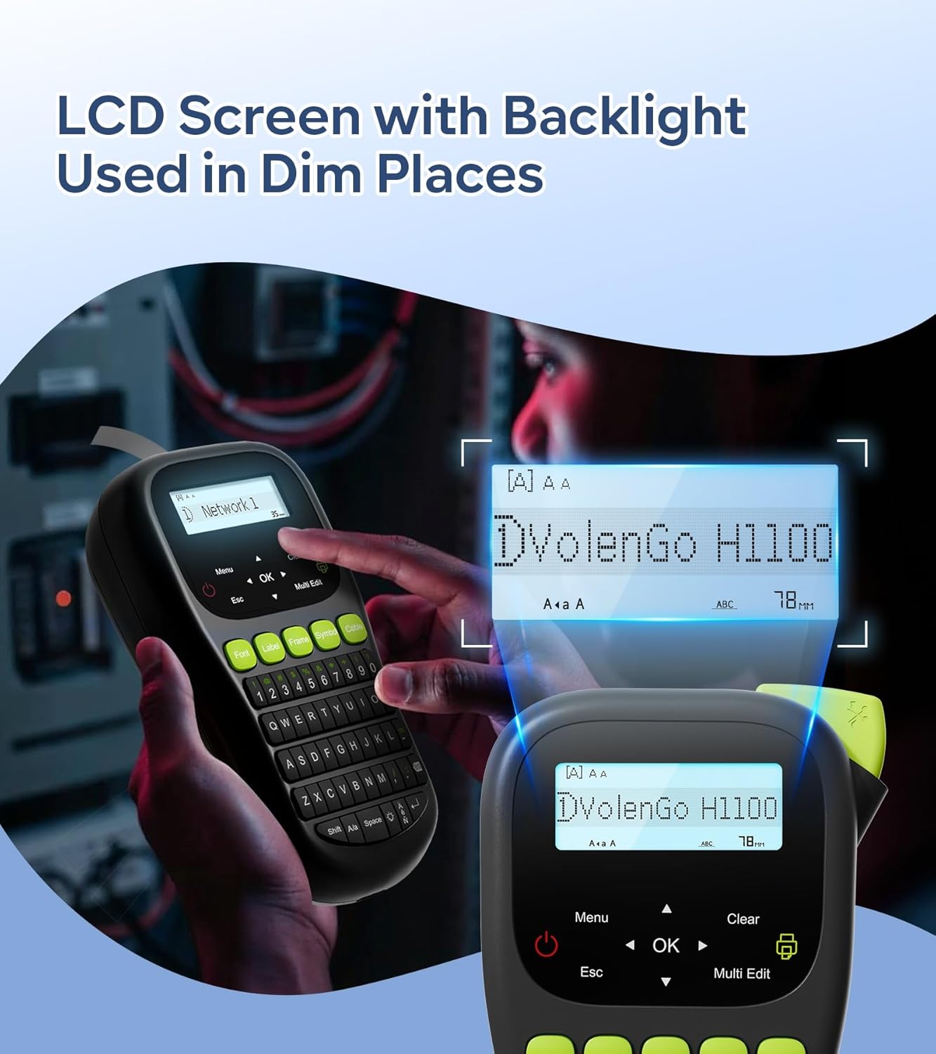 H1100 Label Maker Machine with Tapes, Wire Label Maker Waterproof-Labels, Industrial Office Organization, 6PK Classic Color Laminated Tapes, 0.47'' 12mm, White/Black/Red/Yellow/Green/Blue