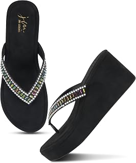 JM LOOKS Women Stylish Platform Wedge Sandals with Embellished Strap for Dailywear Price In India