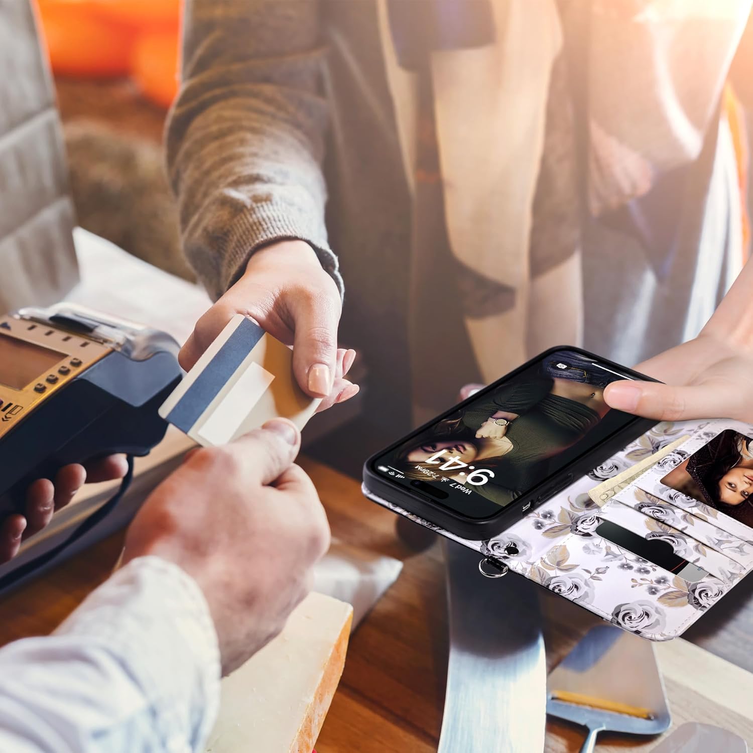 ULAK Compatible with iPhone 16 Wallet Case [RFID Blocking], Women PU Leather Shockproof Protective Folio Flip Cover with Card Holder Kickstand for iPhone16 6.1 inch, Black - Image 7