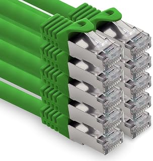 freiwerk Cable de red Ethernet Lan S-FTP LSZH PIMF 10 GB s RJ45 macho Cat6a, 1,0 m, color verde