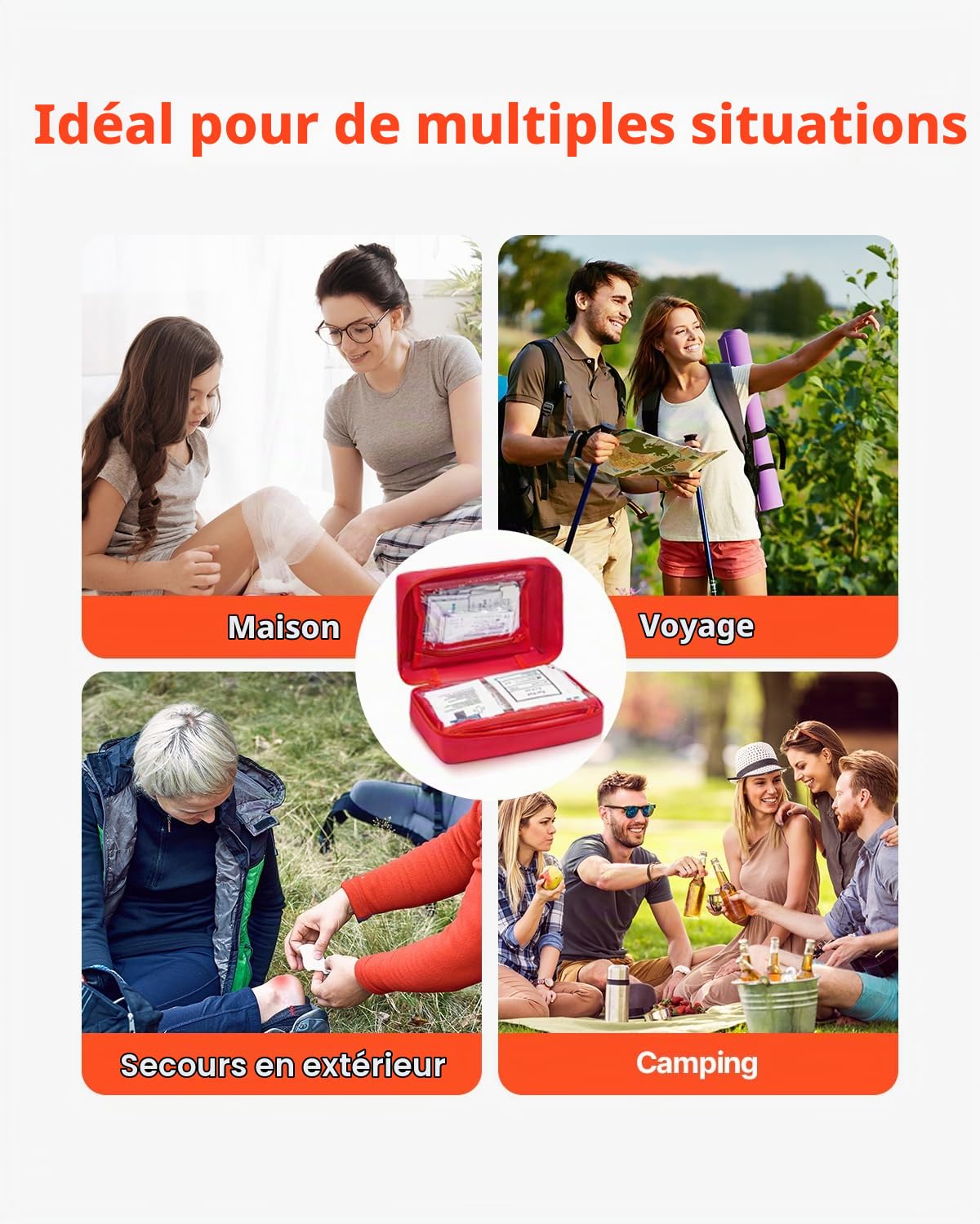 VEVOR Trousse Premiers Secours en Nylon 600D Kit Sac de Survie 500 PCS Fournitures Médicales d'Urgence, pour Maison, Voiture, Bureau, Voyages, Camping, Camion, Randonnée, Sport, Urgences en Extérieur
