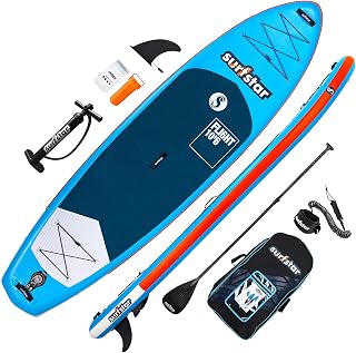 surfstar Inflatable Paddle Board, Stand Up Paddle Boards for Adults, 10’6”x33”x6” Paddleboard Lightweight SUP with Ankle Leash, Floating Paddle, Dual Action Pump, Backpack, Waterproof Bag, Fin