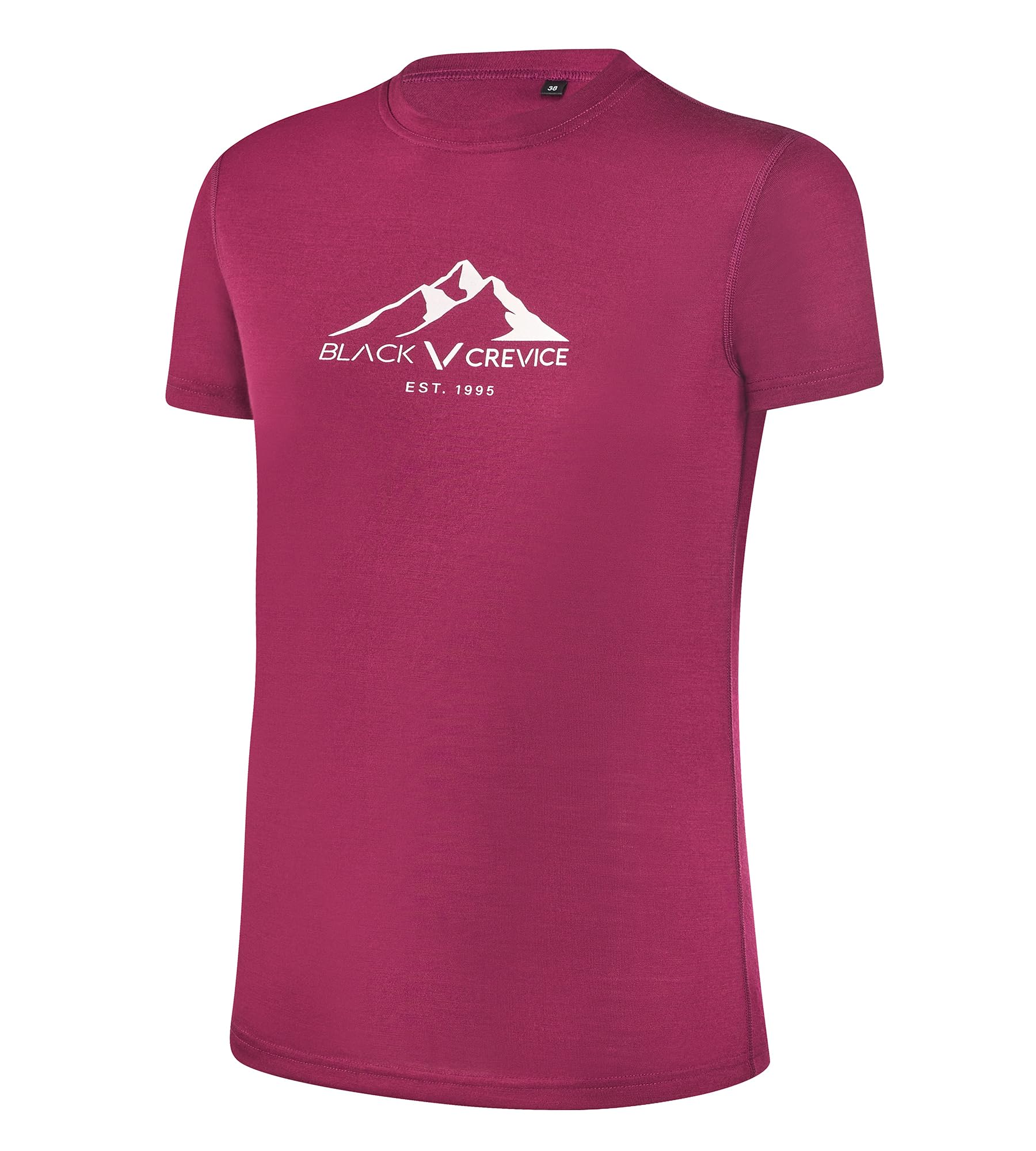 Black Crevice T-Shirt mérinos Femme I T-Shirt mérinos de Haute qualité I 70% Laine mérinos & 30% Polyester (PES) I T-Shirt mérinos Femme thermorégulateur I T-Shirt sans mulesing Femme
