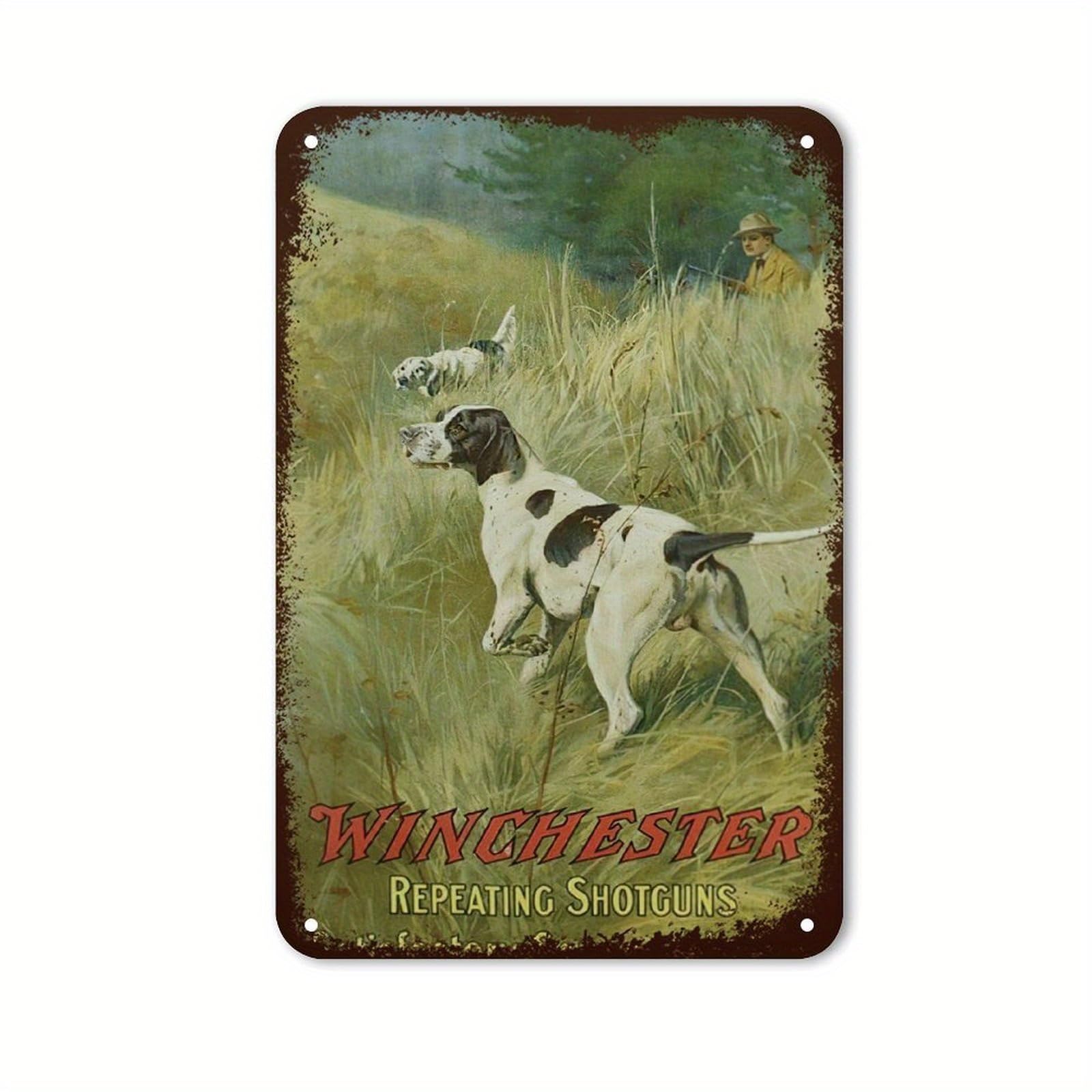 Vintage Retro Poster Metal Sign - Winchester Repeating Arms Co. Firearms Metal Tin Sign Wall Decor For Coffee Bars Restaurants Pubs Man Cave 8" X 12",Mothers Day Gift,Grandma Gifts.