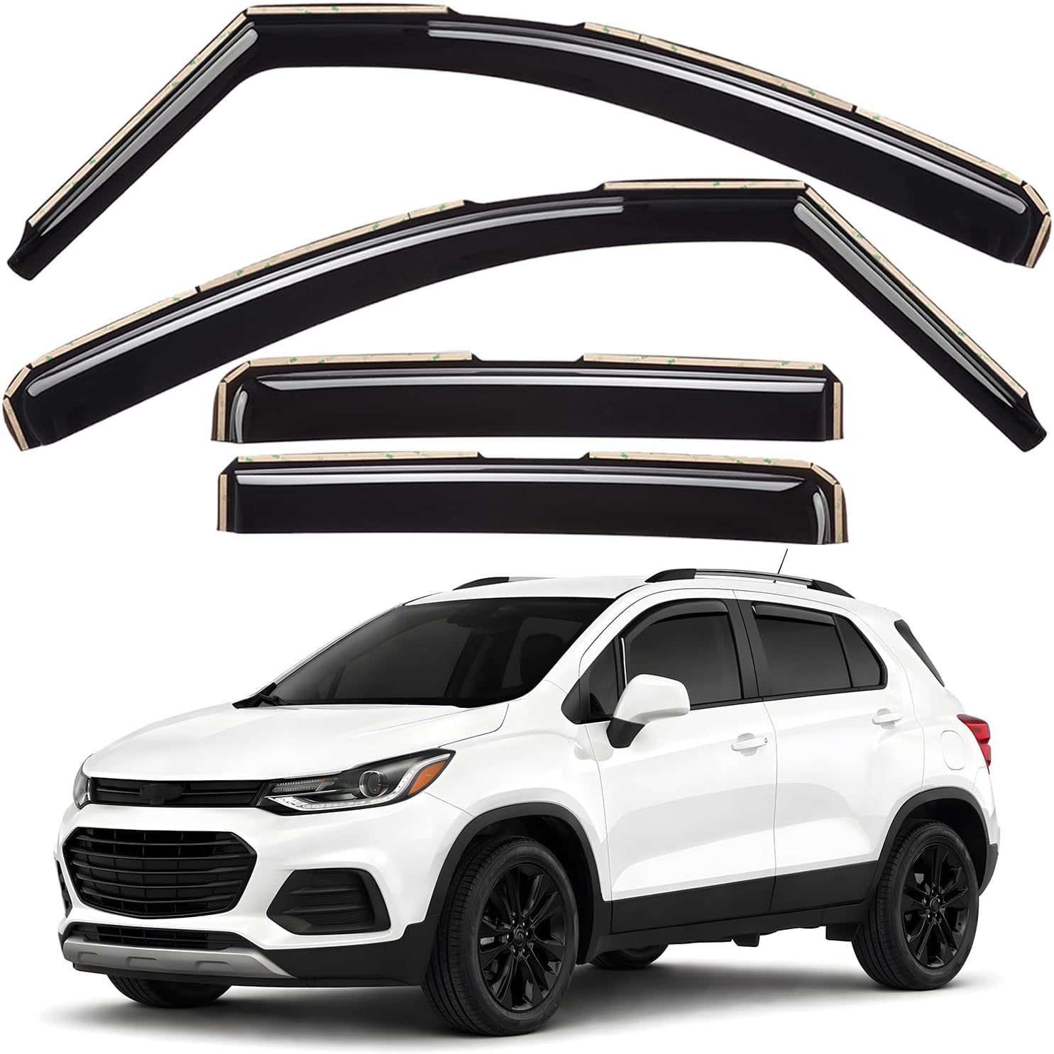 Window Deflectors Smoke Tinted In-Channel Side Window Vent Visor Deflectors Rain Guards Compatible with Buick Encore 2013-2022/Chevrolet (Chevy) Trax 2014-2022 - 4pcs. GW0187