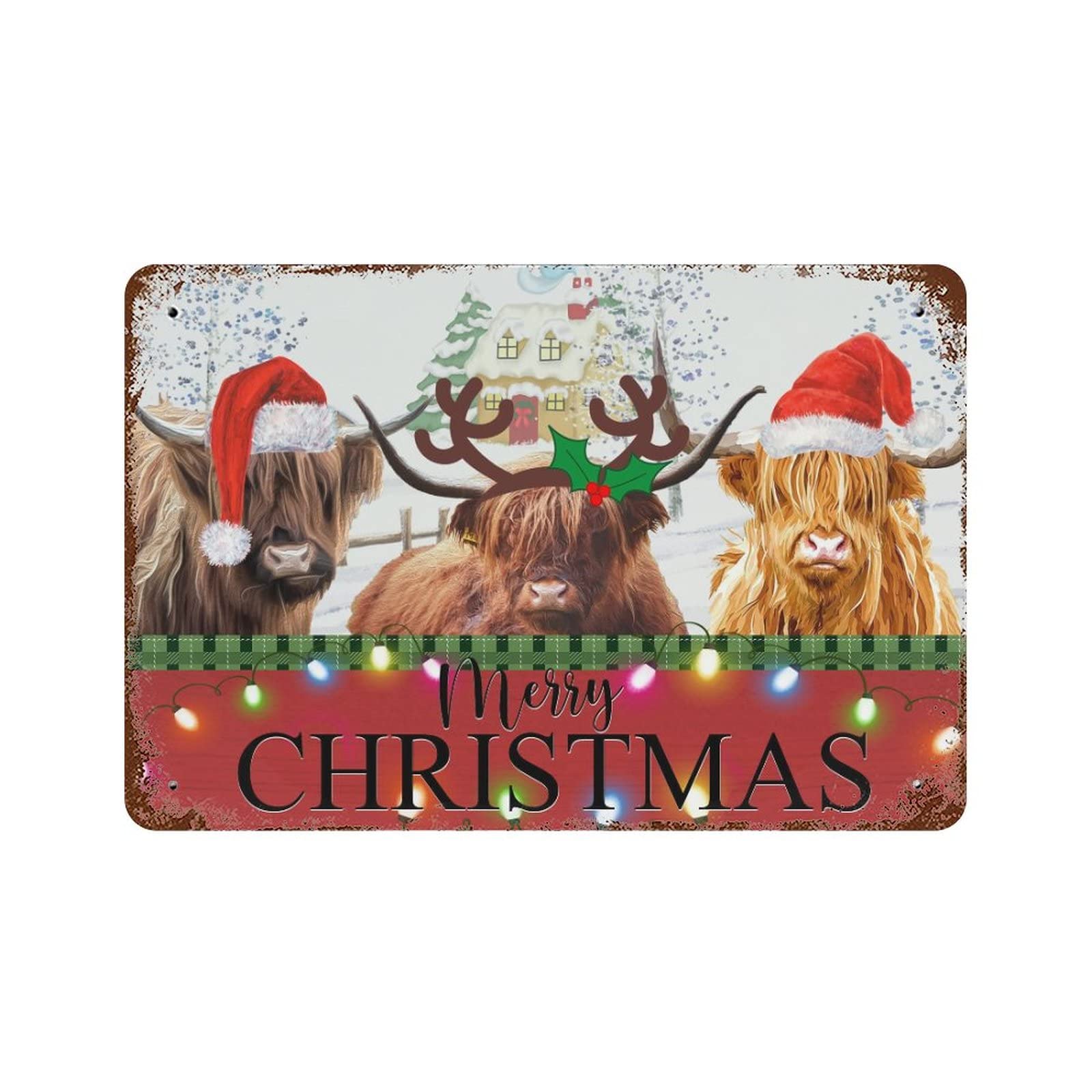 Cadeau de Noël panneau Merry Christmas en métal pour maison et dortoir