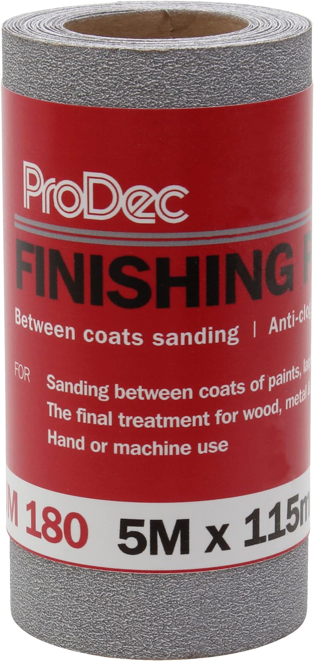 5m Roll 180 Grit Medium Grade Finishing Paper for Sanding Between Coats of Paint or Varnish - 115mm Wide Abrasive Paper Roll Compatible with Machine Sanders & Hand Sanders