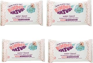 Kinder by Nature Water-Based Baby Wipes - 100% Biodegradable & Compostable, 224 Count (4 Packs of 56) - 99% Water, Plastic-Free Wipes