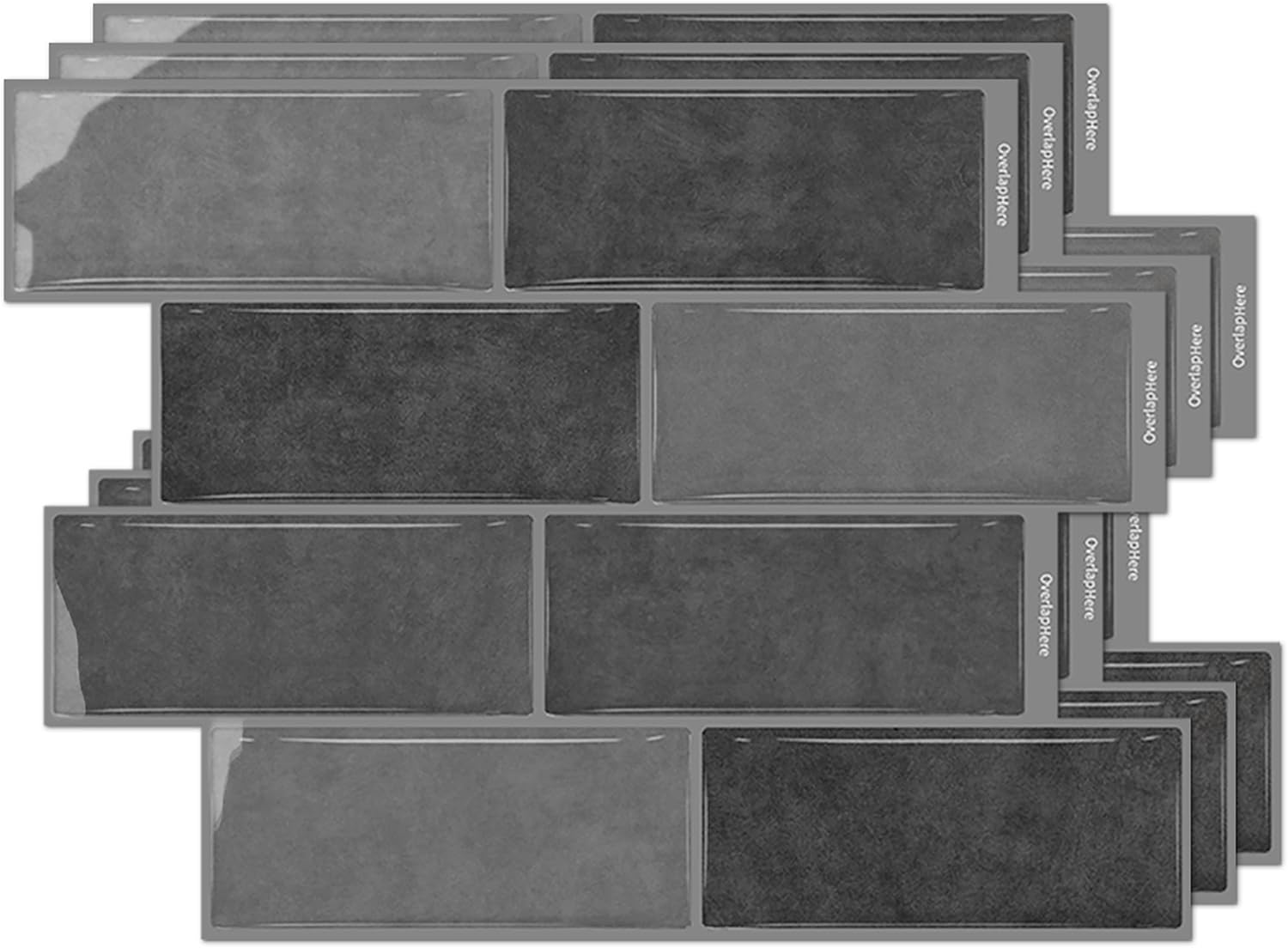 VICCI 10-Sheet Peel and Stick Backsplash 12x8.7 Inch Tiles, 3D Marble Easy Install No-Grout Removable Wall Sticker for Kitchen - Gray