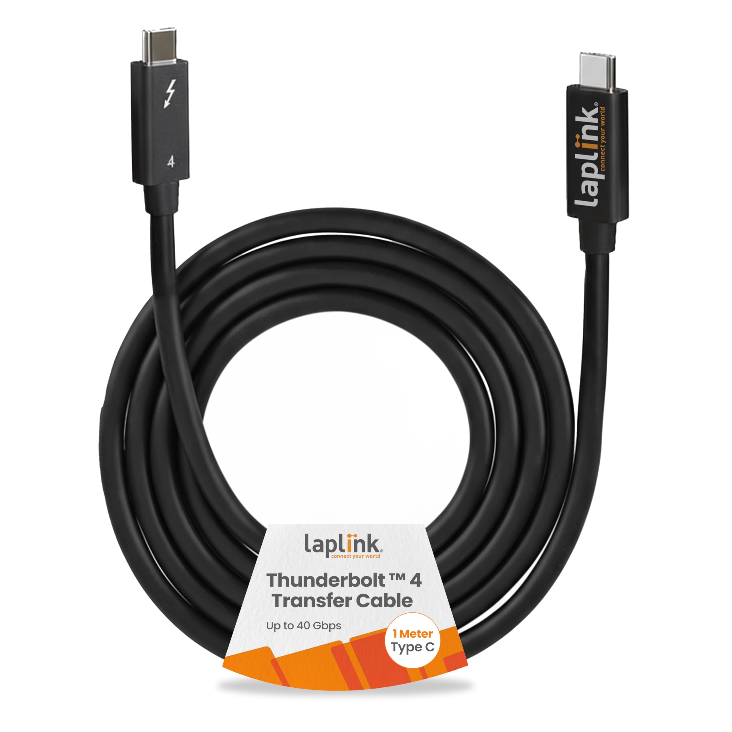 LAPLINK - Thunderbolt 4 Cable for Ultra High Speed Data Transfer - Transfer Cable for PCmover Software (not Included), Compatible with Thunderbolt 3 and Thunderbolt 4 Ports - 2.6 ft