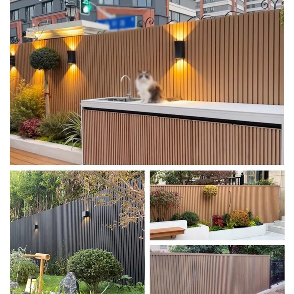 Pannello di recinzione per la privacy, in legno composito e plastica, per giardino e patio, pannello decorativo a doghe, perfetto per terrazze e cortili