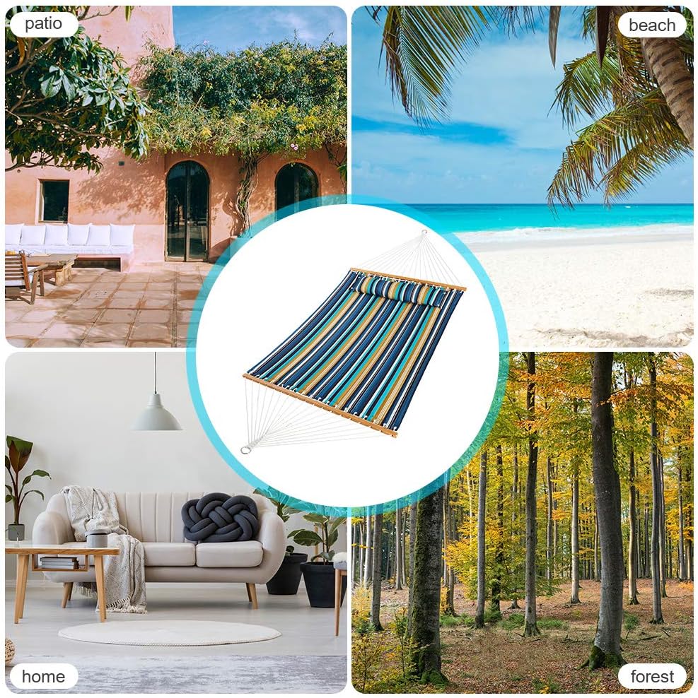 VALLEYRAY Hammock with Spreader Bars, Double Hammock with Wooden Spreader Bar and Chains for 2 Persons, 450 Capcity.