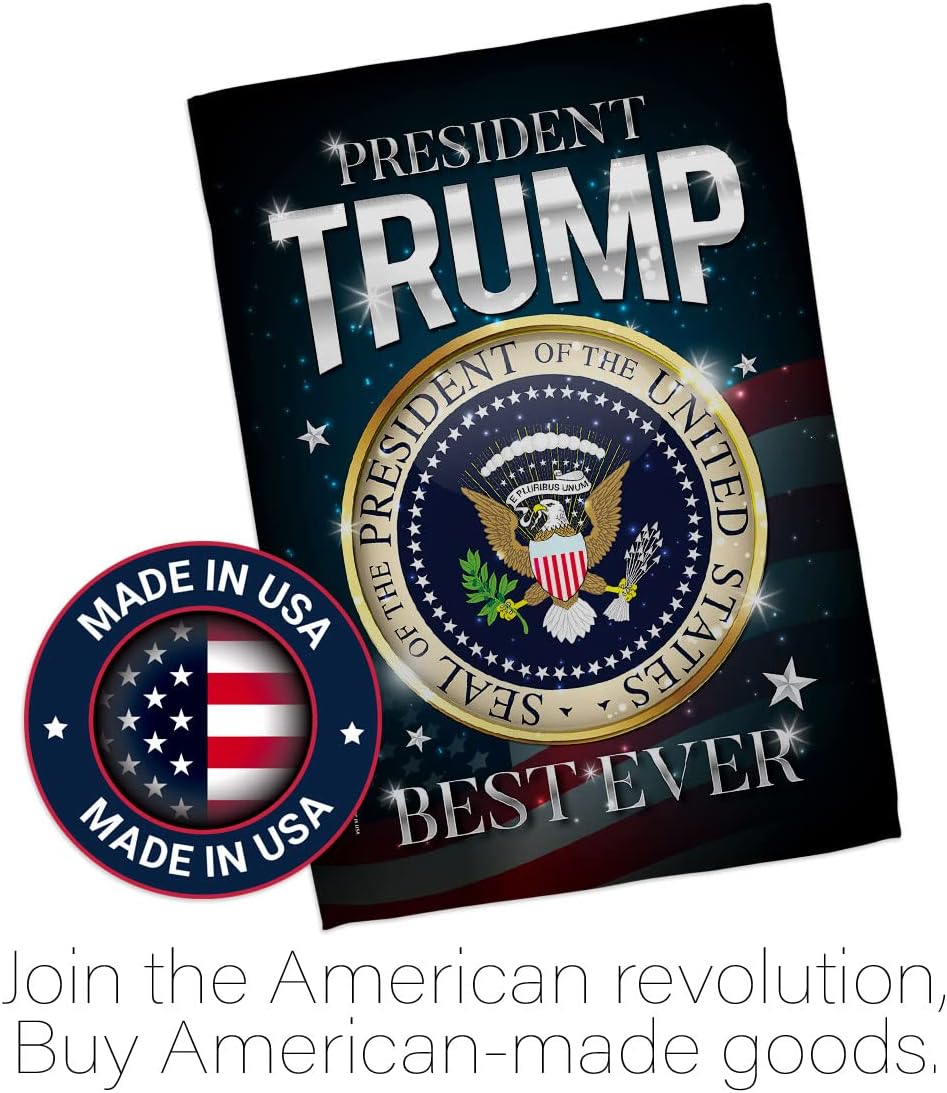Trump Flag US President 46 Garden Flag Set Wall Hanger Patriotic Vote Democrat Republican Tea Party United State American Election House Banner Small Yard Gift Double-Sided, Made in USA