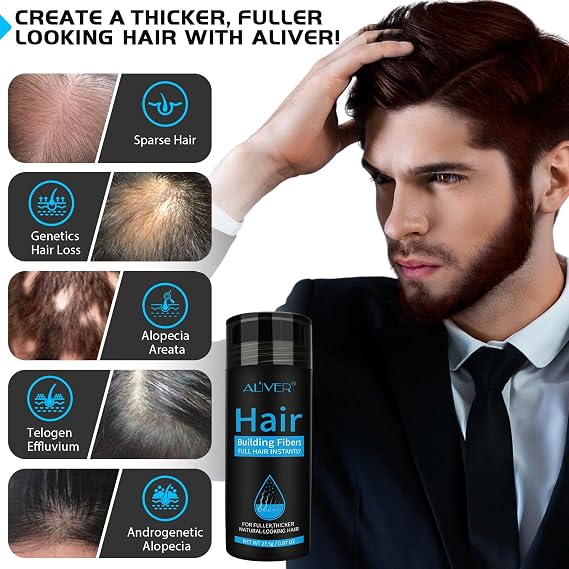 Hair Fibres,Professional Quality Fiber Hair Powder, Hair Loss Concealer for Thinning Hair for Women and Men, Instantly Conceals Hair Loss in 15 Sec,Best Hair Thickening Products (Light Brown)