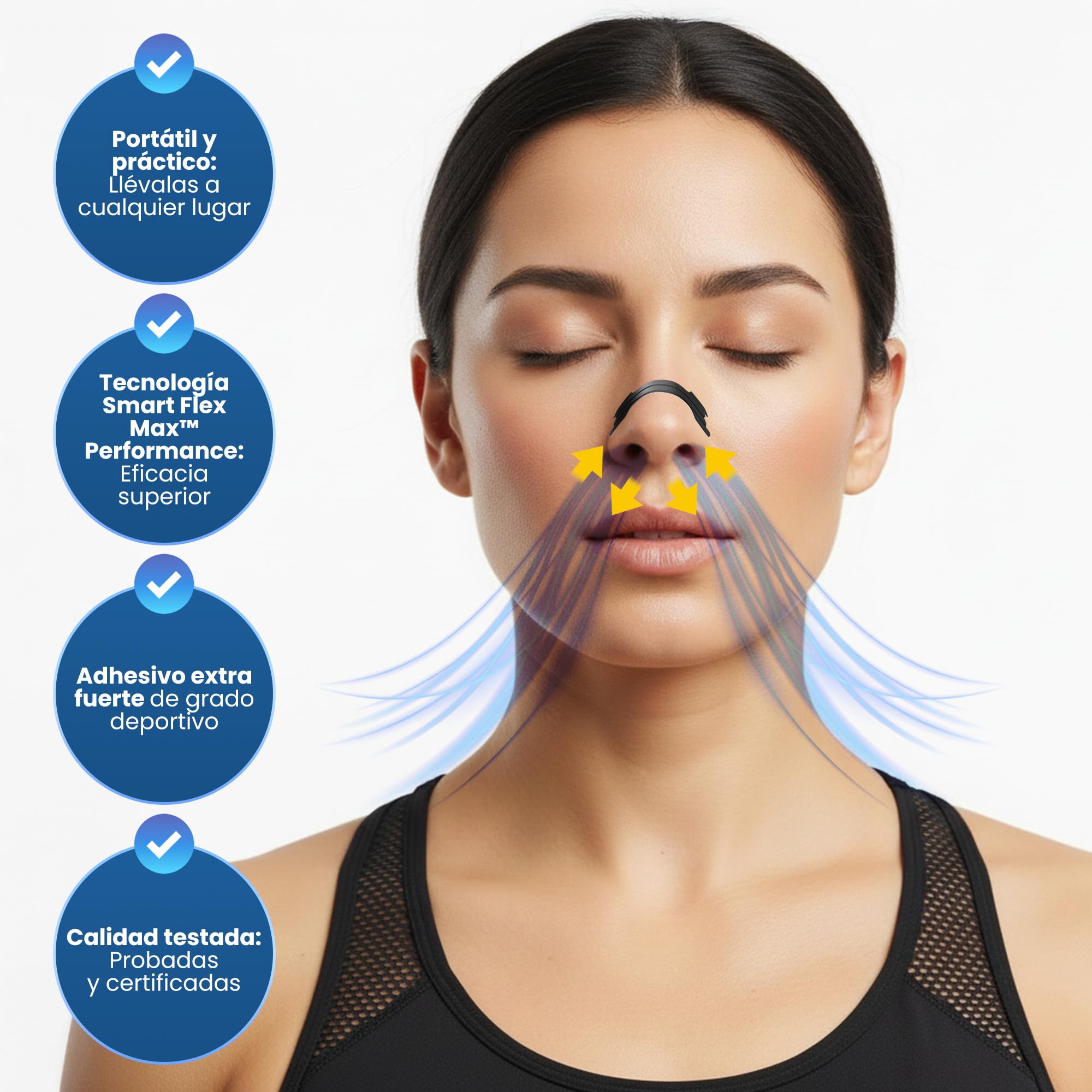 Tiras Nasales Deportivas Premium - HASLOM - Antironquidos Nose Strips para Dormir y Respirar Mejor por la Nariz Nasal Strip Tiritas Cinta Adhesión Máxima Dilatador - 30 Unidades