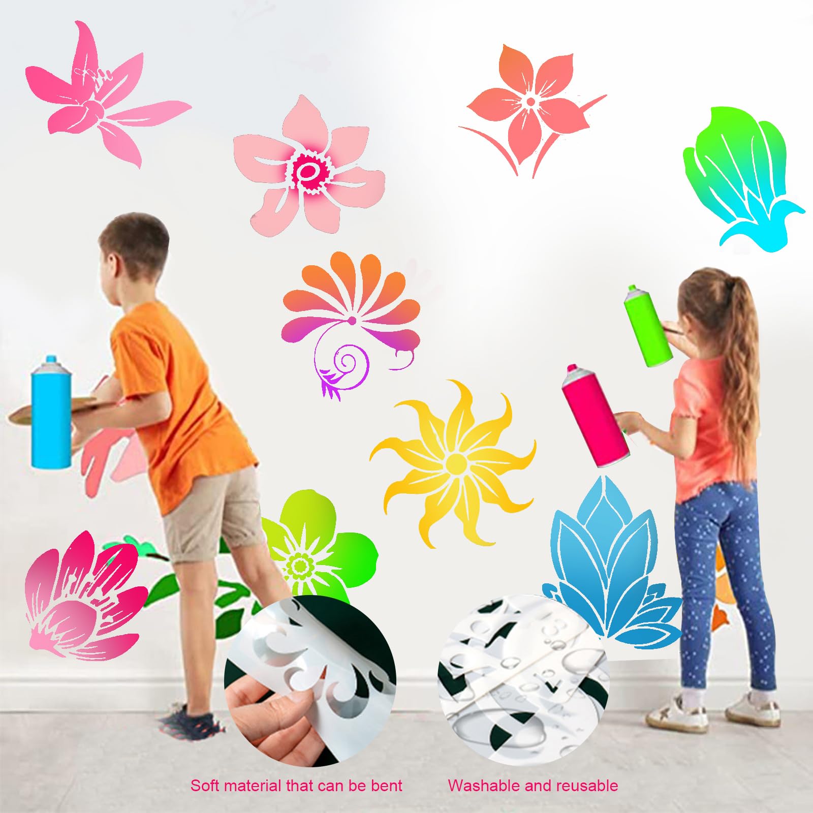Flower Stencil 36 Stück Schablonen Schablone Malschablonen Stencil  Schablonen Malschablonen Kinder Ab 6, image size:1600x1600