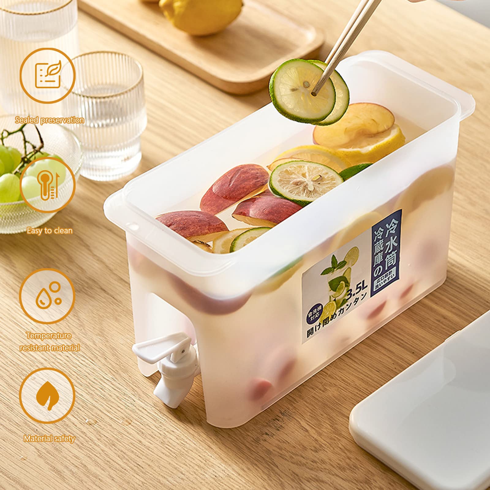 Distributore Acqua Frigo 3.5 Litri Plastica Drink Dispenser Bevande Rubinetto