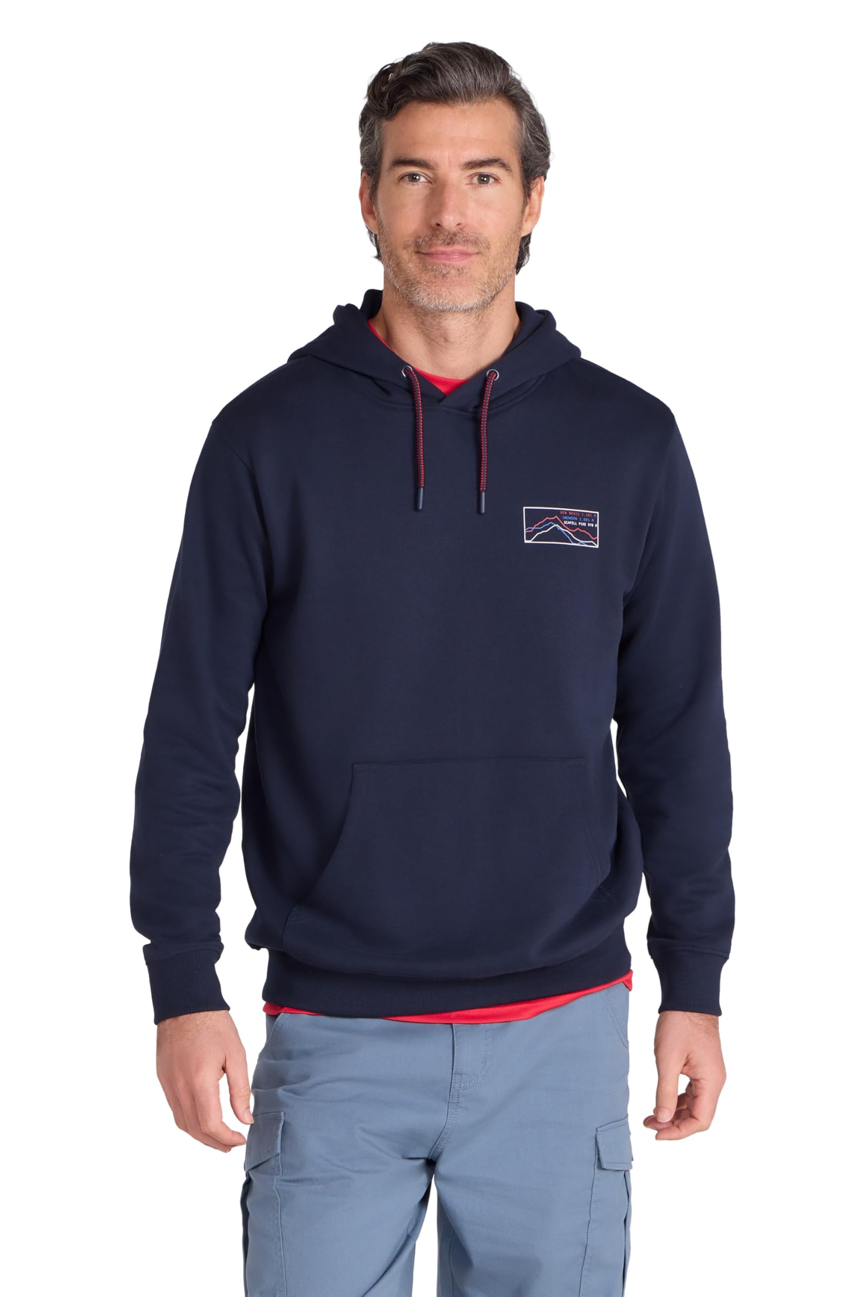 Mountain Warehouse 3 Peaks Mountain Mens Hoodie - Cotton-Polyester Blend Sweathsirt with Drawcord & Kangaroo Pocket - Best for Spring Summer, Holiday & Outdoors Dark Blue L