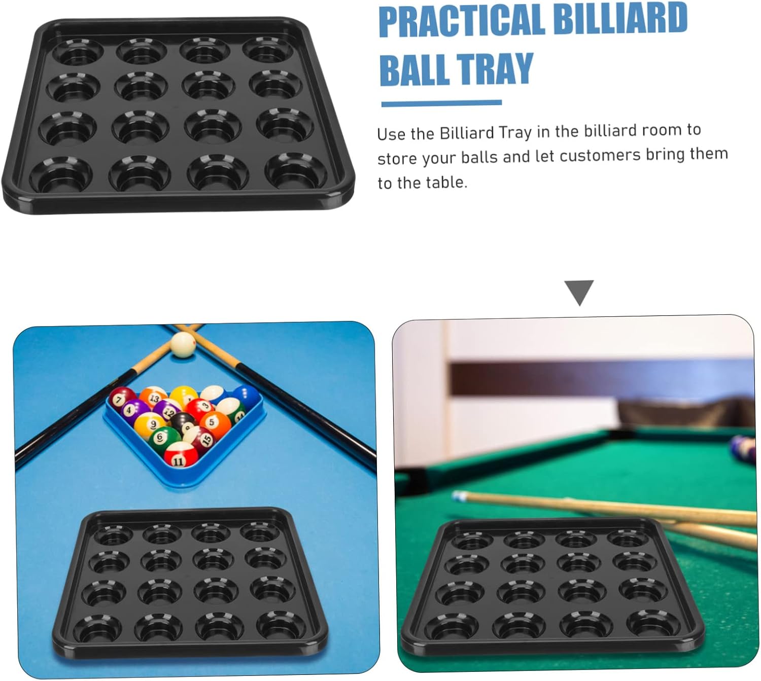 VICASKY Billiard Tray Billiard Balls Storage Tray Pool Ball Table Rack for Home Pub