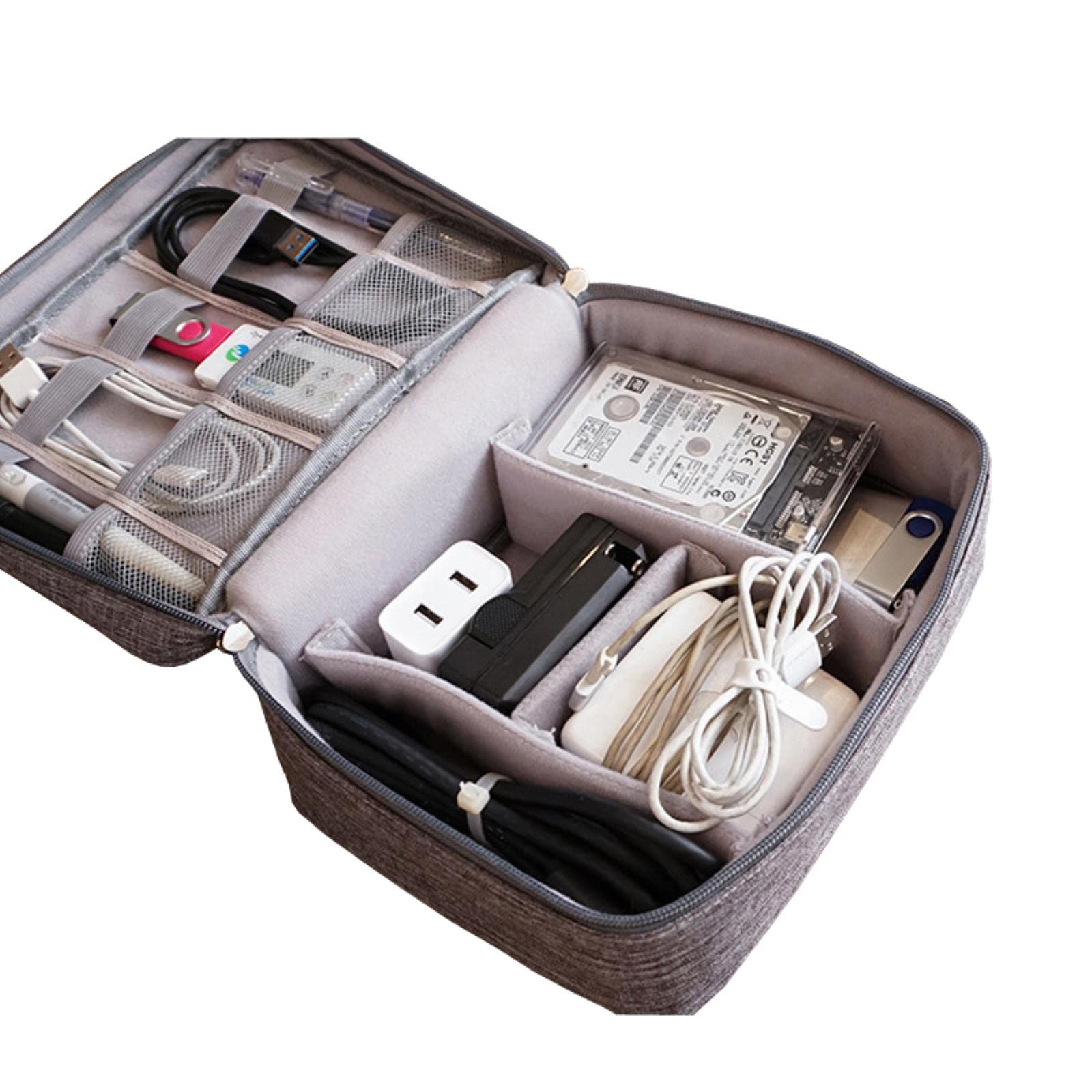 1 szt. Wodoodporny organizer do kabli Torba podróżna do przechowywania gadżetów Urządzenia elektroniczne Etui Zestaw uchwytów do ładowarek Torba-szara