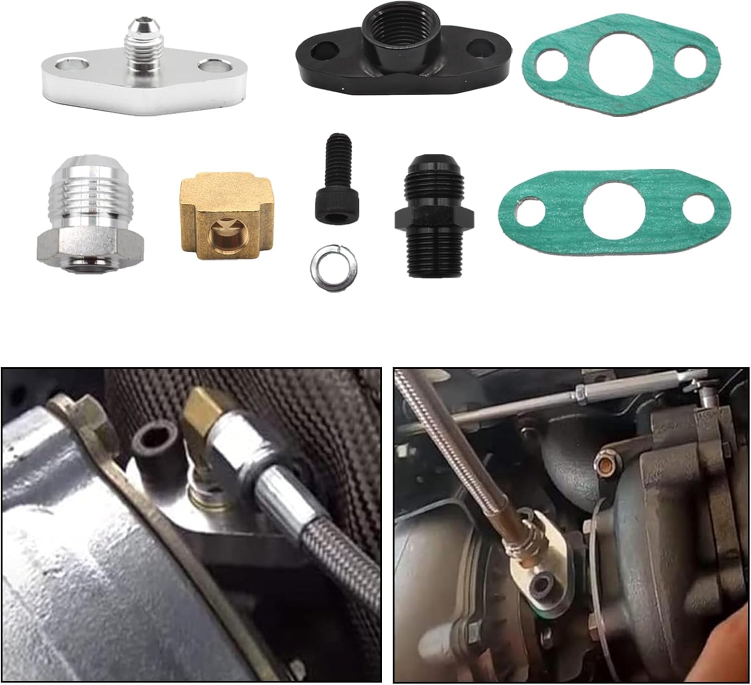 Turbocharger Oil Feed and Drain Return Line Kit for T3 T4 GT35 T70 T66 T61 T60 T04E