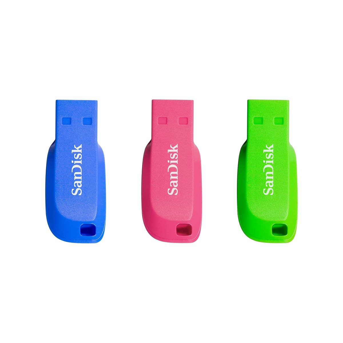 SanDisk 32GB Cruzer Blade USB Flash Drive, Blue/Pink/Green, 3count(Pack of 1)